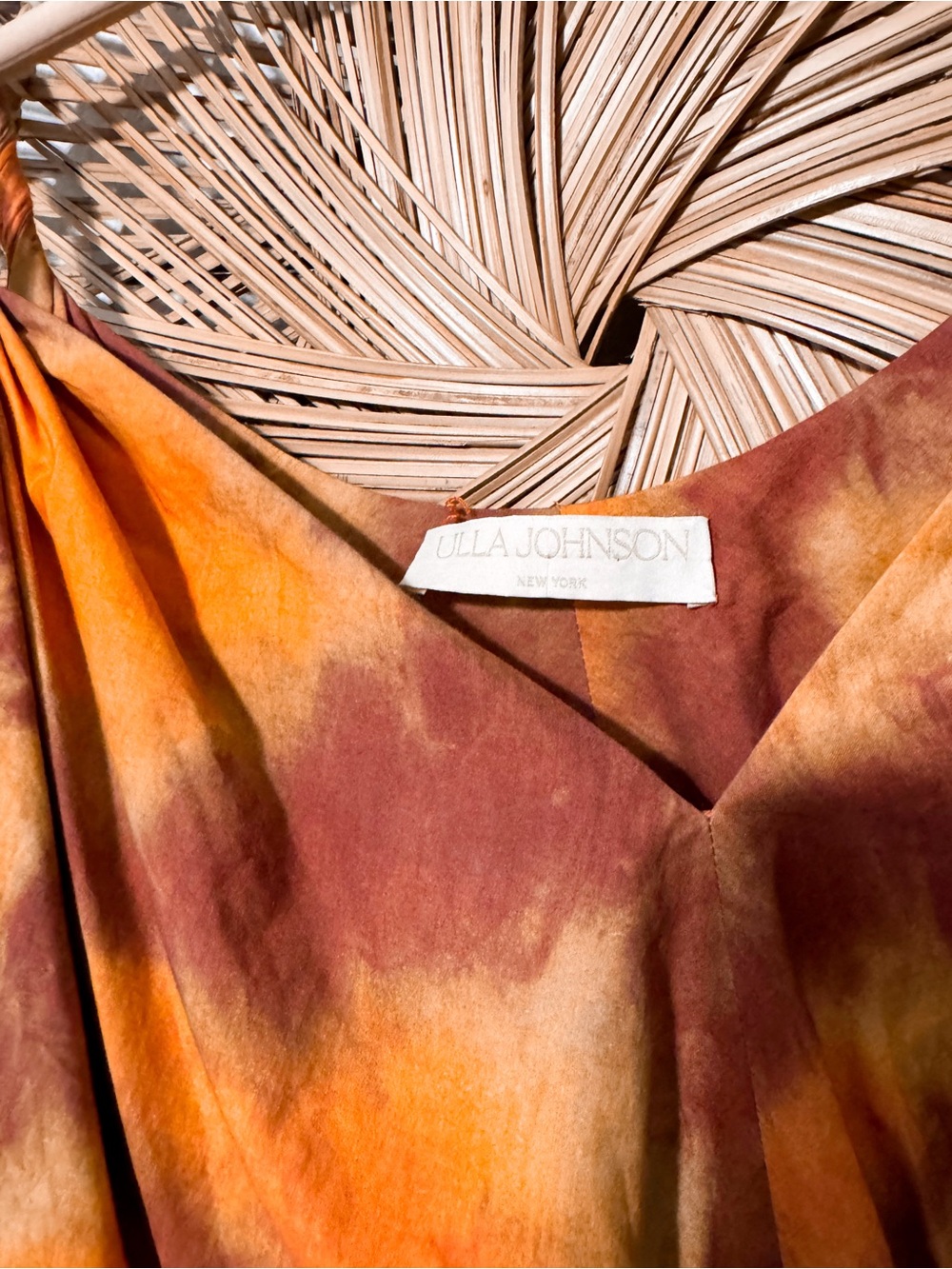 Ulla Johnson Valentina Tie-Dye Orange Brown & Green Midi Maxi Sundress SZ 8 - Picture 6 of 9